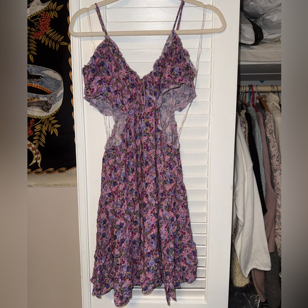 Wild Fable Sundress Purple Floral with Cut Outs